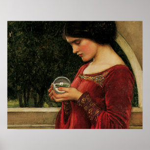 Pôster Mulher da Bola de Cristal Pintura de Waterhouse