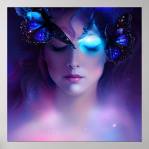 Poster Mulher da Borboleta Azul