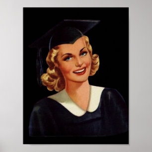 Pôster Mulher da graduação de Co-Ed da faculdade do