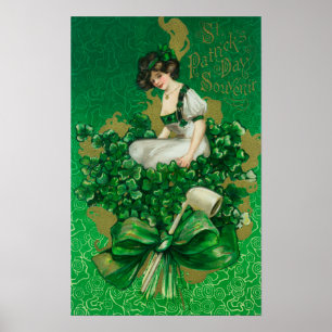 Pôster Mulher da lembrança do dia de St Patrick na cena