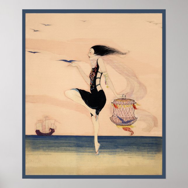 Pôster Mulher dançando na praia (Frente)