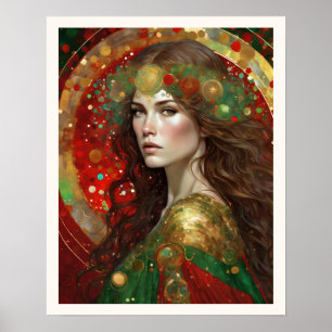 Poster Mulher das Reflexões de Natal com Cabelo Marrom
