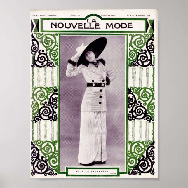 Poster Mulher de 1912 em terno de saia Striped (Frente)