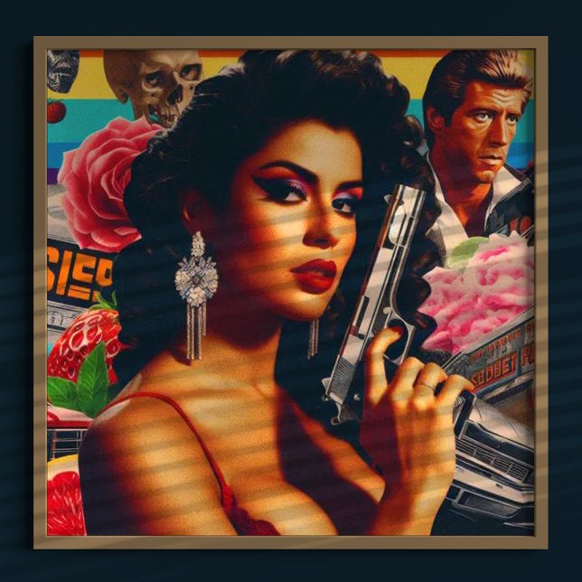 Poster Mulher de Ação Retrowave (Criador carregado)