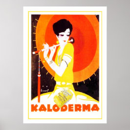 Poster Mulher de Arte Deco com Guarda-chuvas