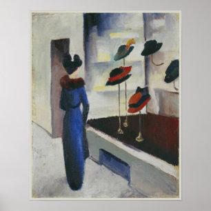 Poster Mulher de azul no Compro Hat, 1913, August Macke