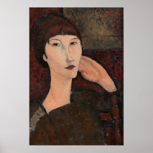 Poster Mulher de cabelos Bangs por Amedeo Modigliani