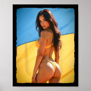 Poster Mulher de camiseta - Morena de biquíni e ucraniana