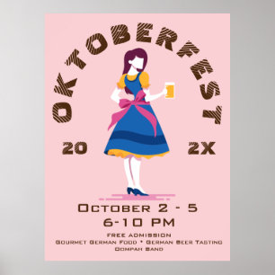 Poster Mulher de Cerveja Retro Oktoberfest