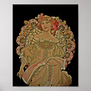 Pôster Mulher de Champagne no preto