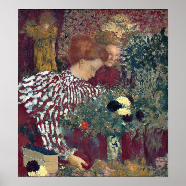 Poster Mulher de Edouard Vuillard em um vestido riscado (Frente)