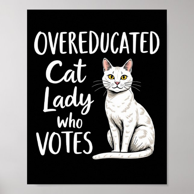 Poster Mulher De Gato Excessionária Que Vota Para Kamala  (Frente)
