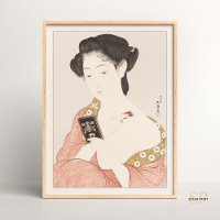Mulher de Hashiguchi Goyo Aplicando Makeup Japonês