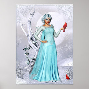 Poster Mulher de inverno com Trabalho de arte de Fantasia