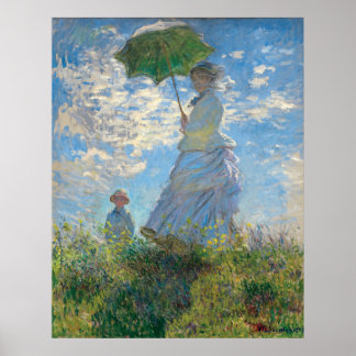 Poster Mulher de Monet Restaurada com Parasol O Stroll