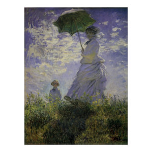 Pôster Mulher de Parasol por Claude Monet, Vintage Art