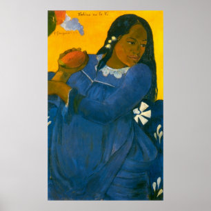 Poster Mulher de Paul Gauguin com manga (1892)