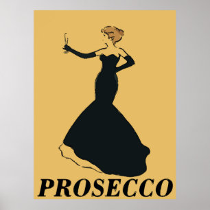 Pôster Mulher de Prosecco do estilo do vintage