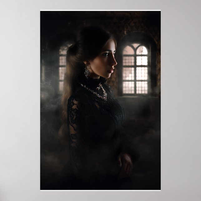 Poster Mulher de Renda Gótica Quarto Névoa Pedra (Frente)