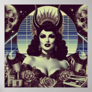 Poster Mulher Devilish Retrowave