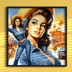 Poster Mulher do Campo com Jeans Vintage