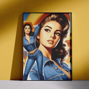 Poster Mulher do Campo Jeans Vintage