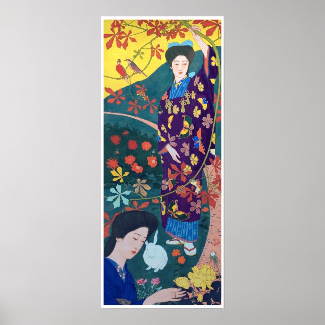 Poster Mulher do Jardim Flor, Goyō Hashiguchi (Frente)