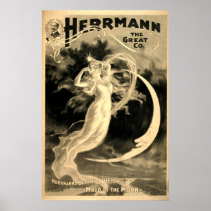 Poster Mulher do vintage & mágico Herrmann da lua