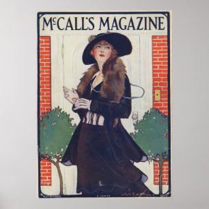 Poster Mulher do vintage no preto no compartimento desde