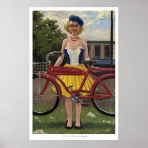 Pôster Mulher e bicicleta (após De Kooning)