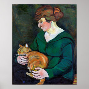 Poster Mulher e Cat, Suzanne Valadon
