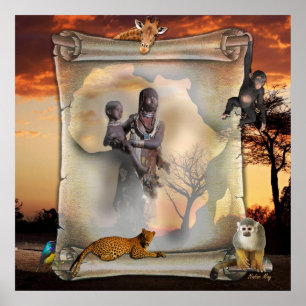 Poster Mulher e criança africanas
