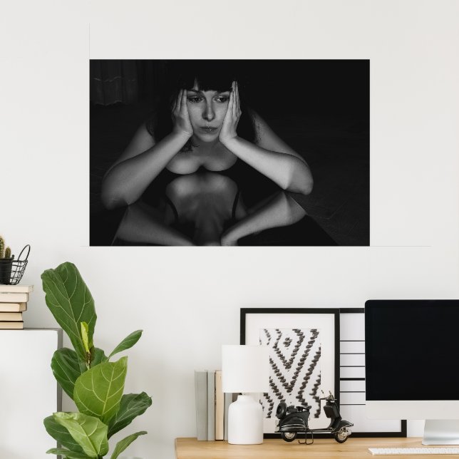 Poster Mulher e espelho (Escritório em casa)