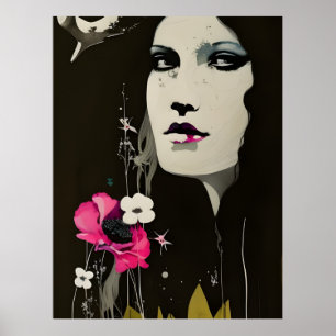 Poster Mulher e Flores