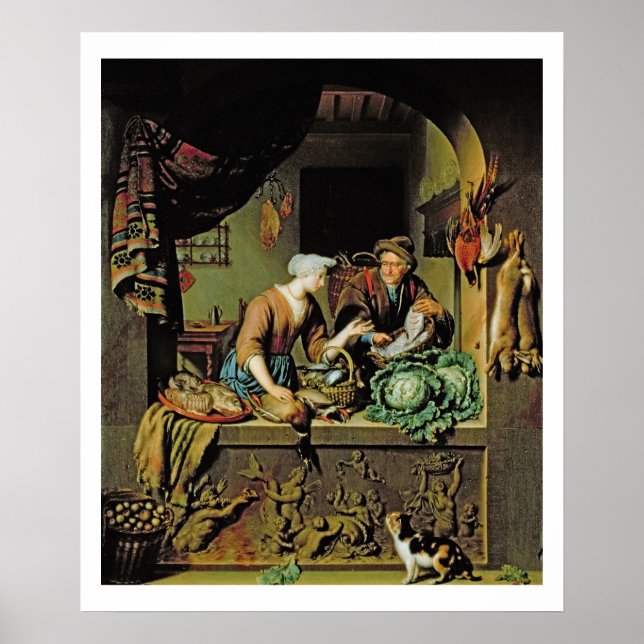 Pôster Mulher e Pedra de Peixe, 1713 (óleo no painel) (Frente)