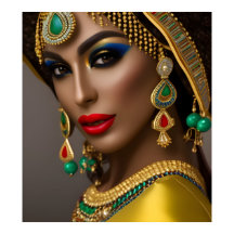 Mulher egípcia Folha de ouvido exótica azul verde-