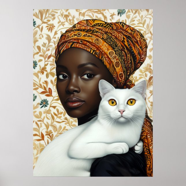 Poster Mulher Elegante e Gato (Frente)