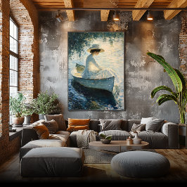 Poster Mulher Elegante em Barco a Remo ao Pôr do Sol – Im