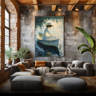 Poster Mulher Elegante em Barco a Remo ao Pôr do Sol – Im