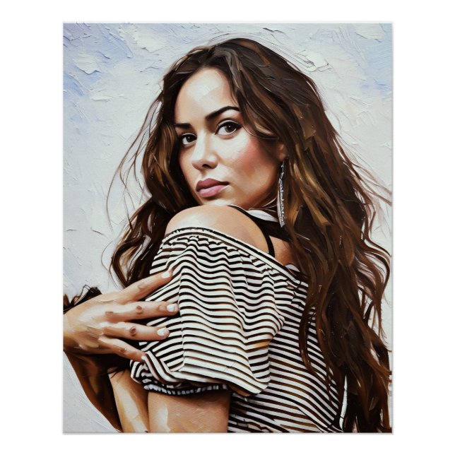 Pôster Mulher Elegante se posicionando em cima listrado (Frente)