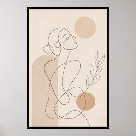 Poster Mulher em Arte de Linha Minimalista