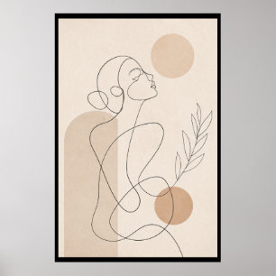 Poster Mulher em Arte de Linha Minimalista