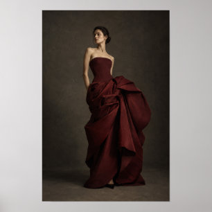 Poster Mulher em Arte de Parede de Moda em Vestido Burgun