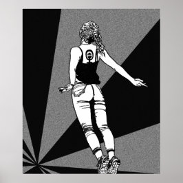 Poster Mulher em ascensão - Feminista Black & White Graph