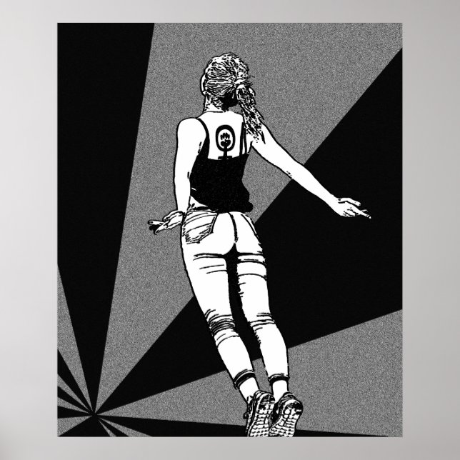 Poster Mulher em ascensão - Feminista Black & White Graph (Frente)