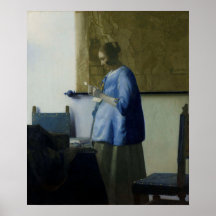 Mulher em azul lendo uma carta por Vermeer - Poste