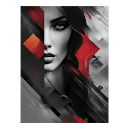 Pôster Mulher em Camadas Abstratas