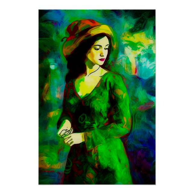 Pôster Mulher em Chapéu (Frente)