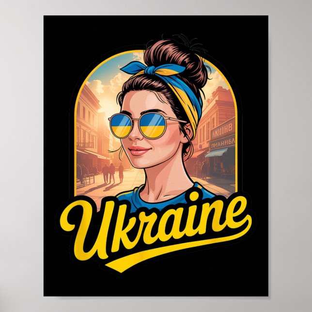 Poster Mulher em Estilo Retro da Ucrânia Gráfico Orgulho  (Frente)
