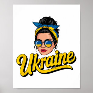 Poster Mulher em estilo retrô da Ucrânia Gráfico Orgulho